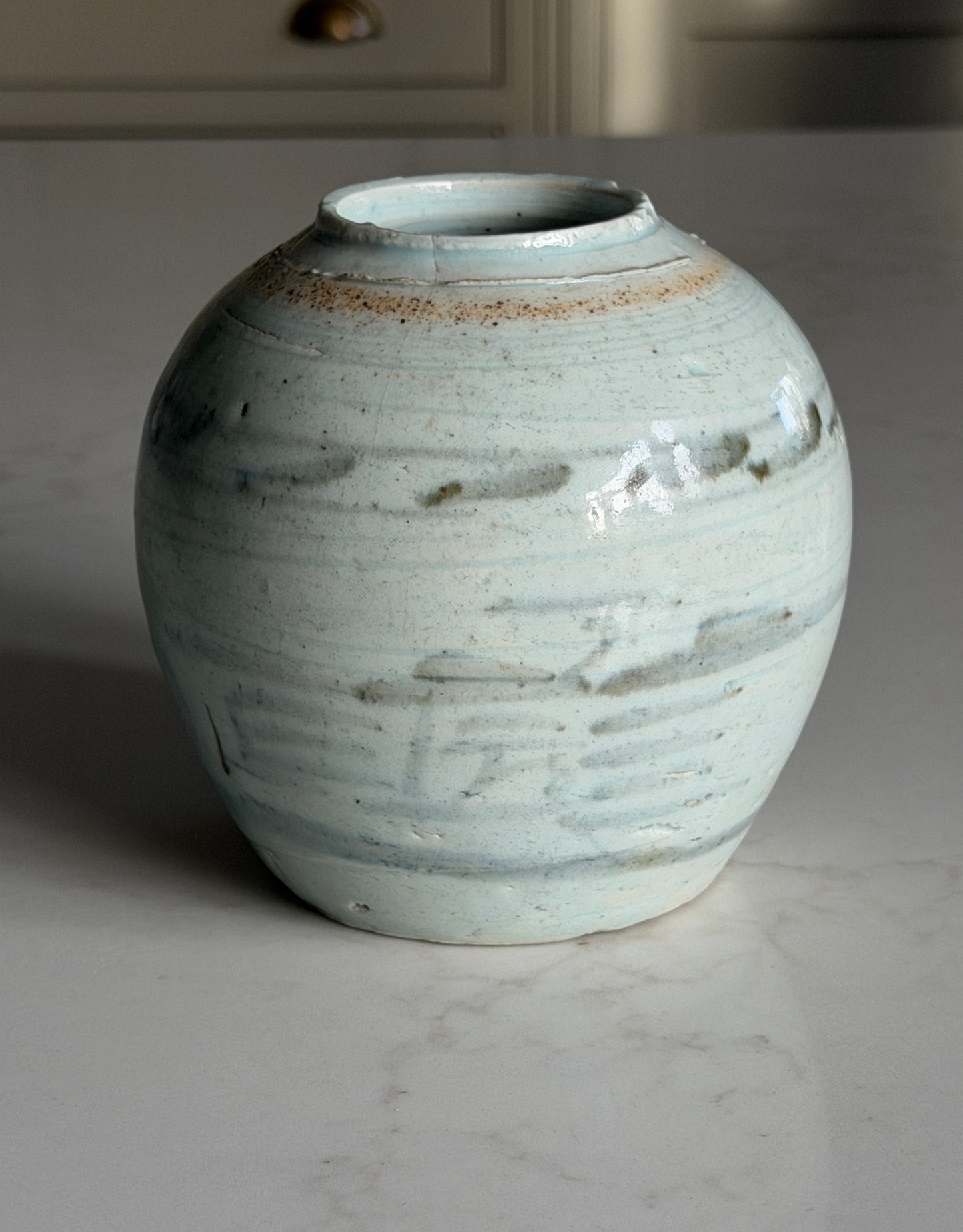 Medium Blue-Grey Painted Ginger Jar