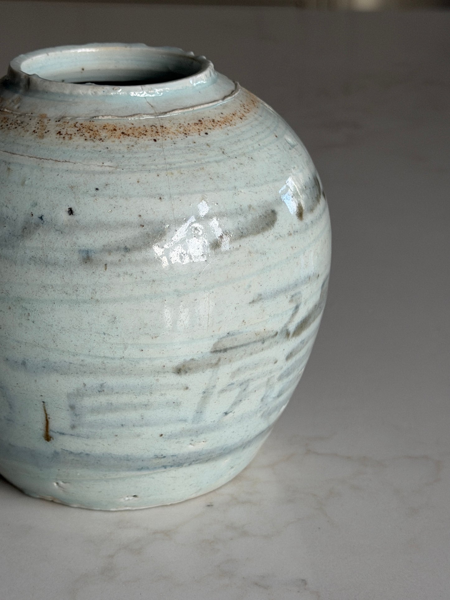 Medium Blue-Grey Painted Ginger Jar