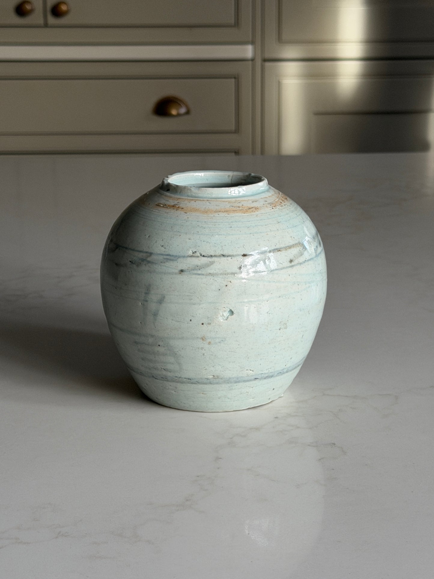 Medium Blue-Grey Painted Ginger Jar