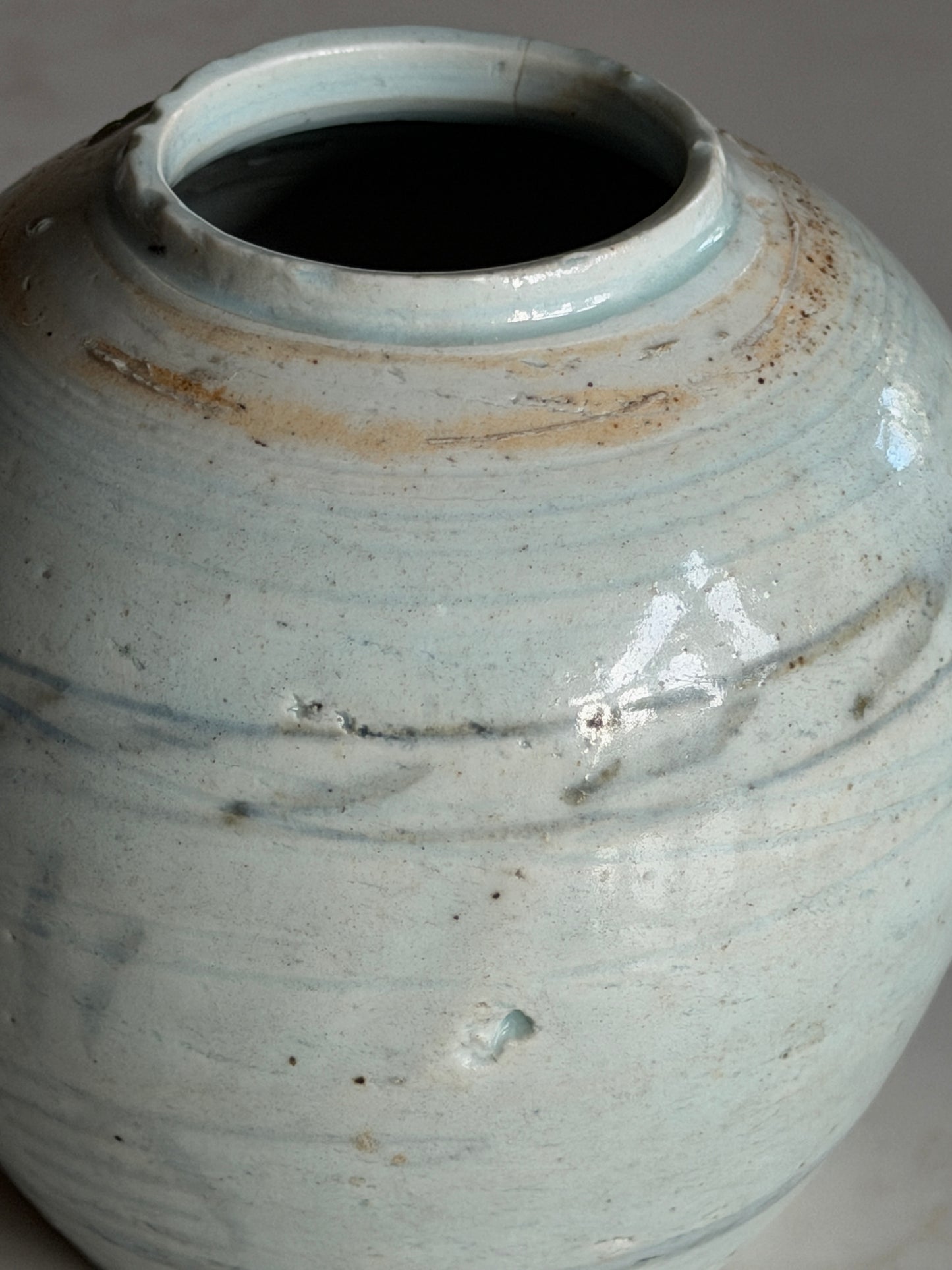 Medium Blue-Grey Painted Ginger Jar