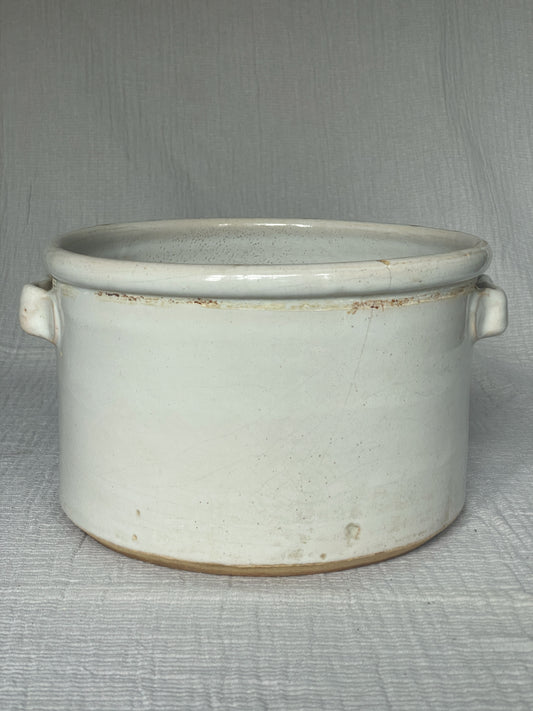 Vintage French White Ceramic Handled Planter