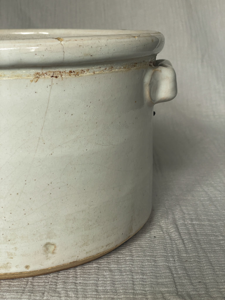 Vintage French White Ceramic Handled Planter