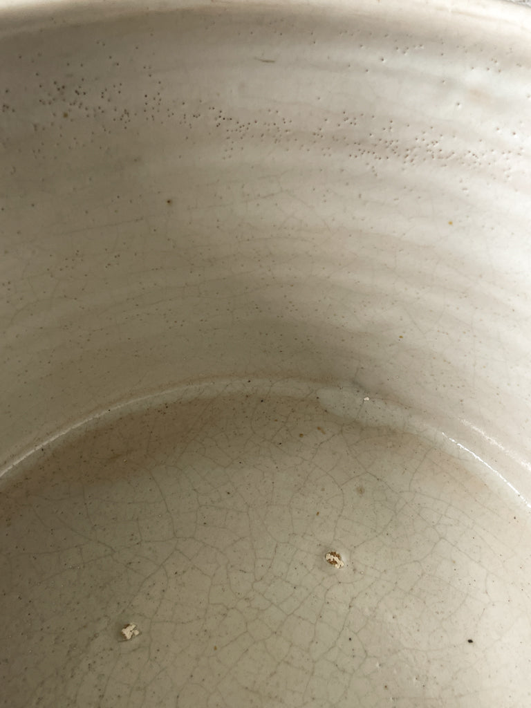 Vintage French White Ceramic Handled Planter