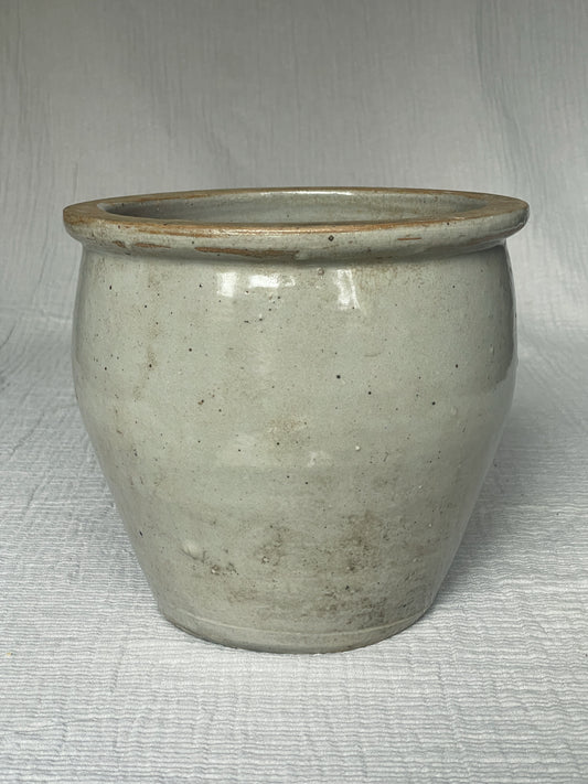 Large Greige Vintage French Stoneware Planter