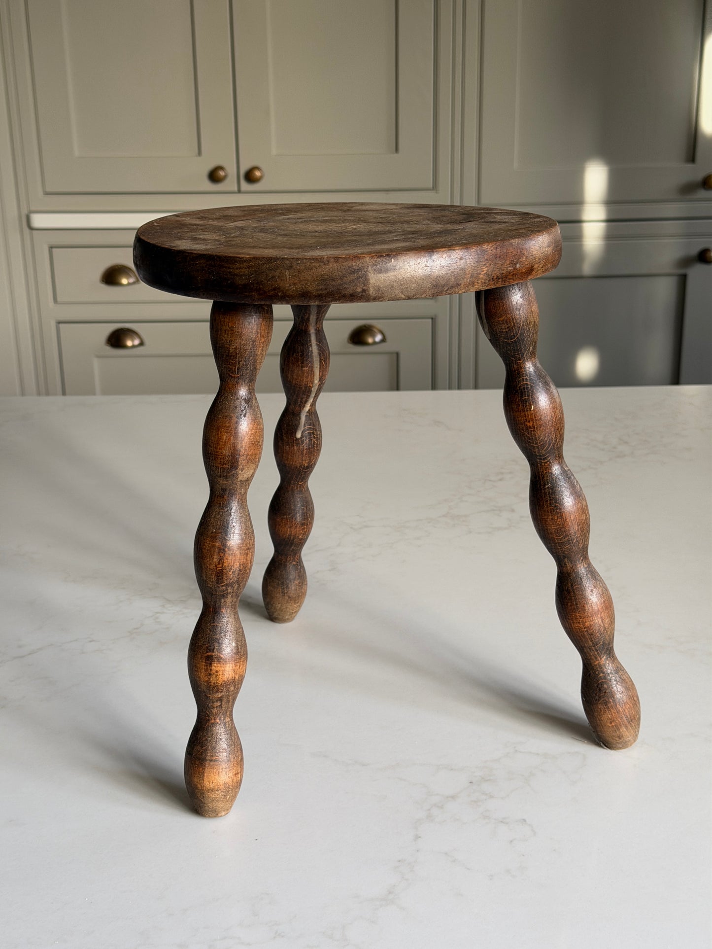 Small Round French Bobbin Milking Stool