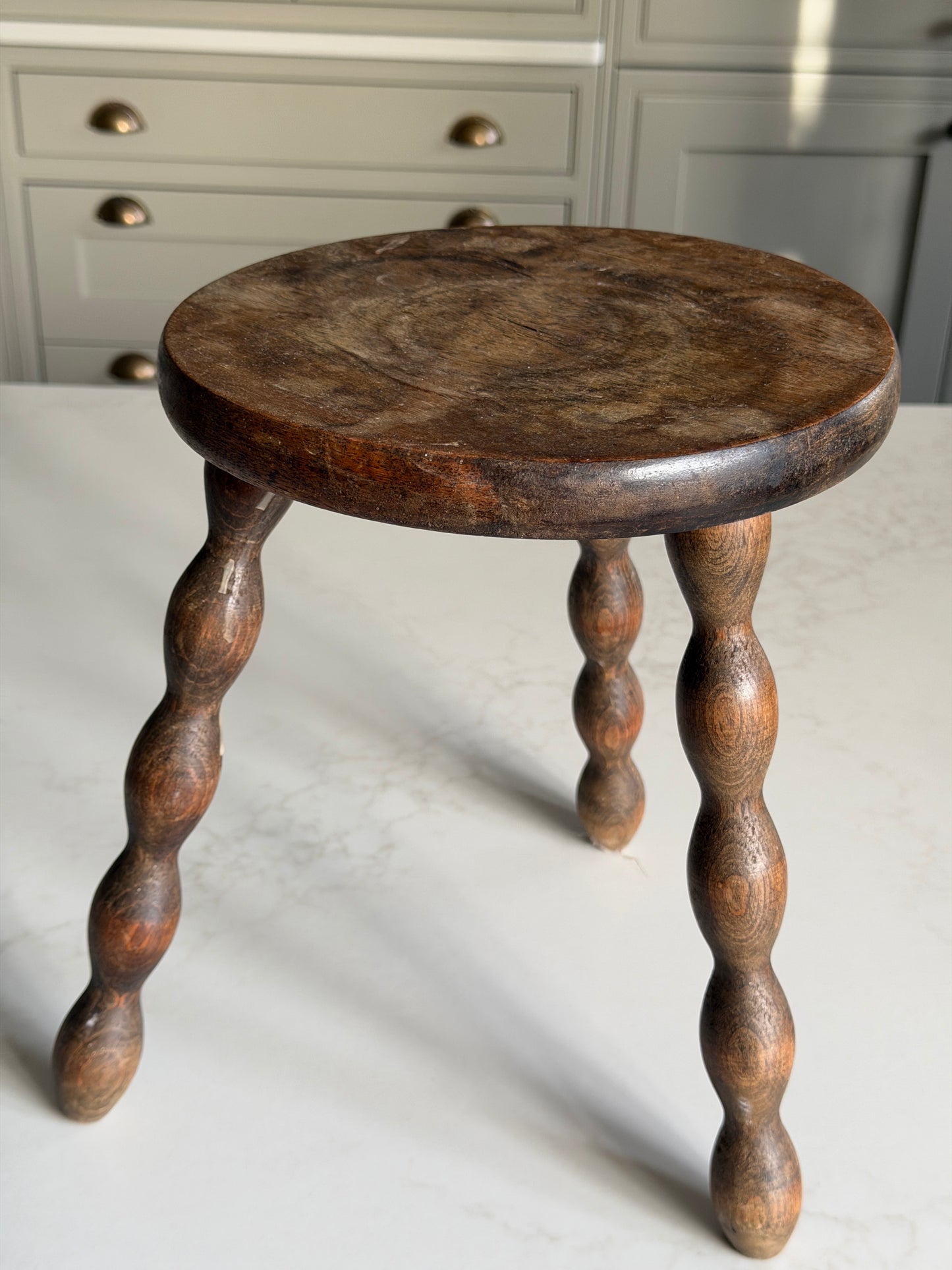 Small Round French Bobbin Milking Stool